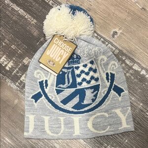Juicy Couture Gray and Cream Knit Beanie